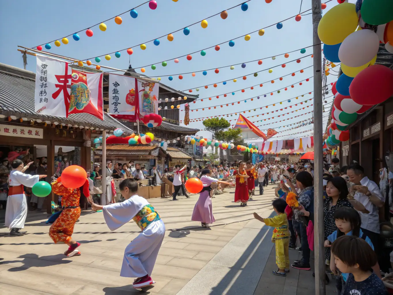 A dynamic image capturing a cultural event organized by ET TANT D'ARTS, featuring traditional music, dance, and food, highlighting the organization's commitment to cultural preservation and community engagement.