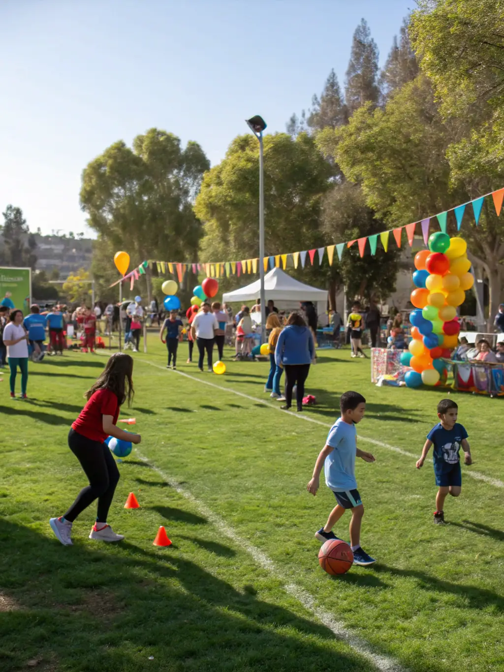 A photo of athletes competing in a friendly sports tournament organized by ET TANT D'ARTS, promoting community health and engagement.